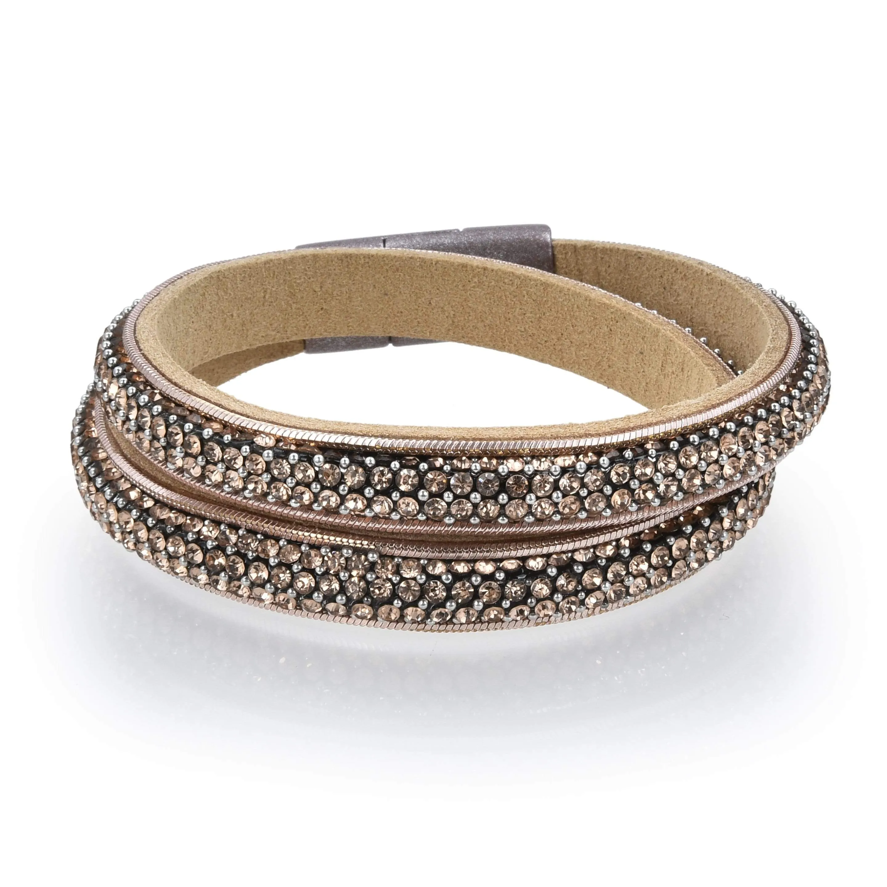 Long Strand Diamond Brown Bracelet with Magnetic Clasp