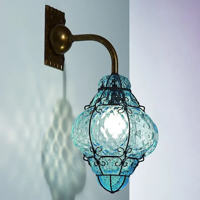 Lovely Venetian Wall Lantern With 4 Murano Glass Finishes