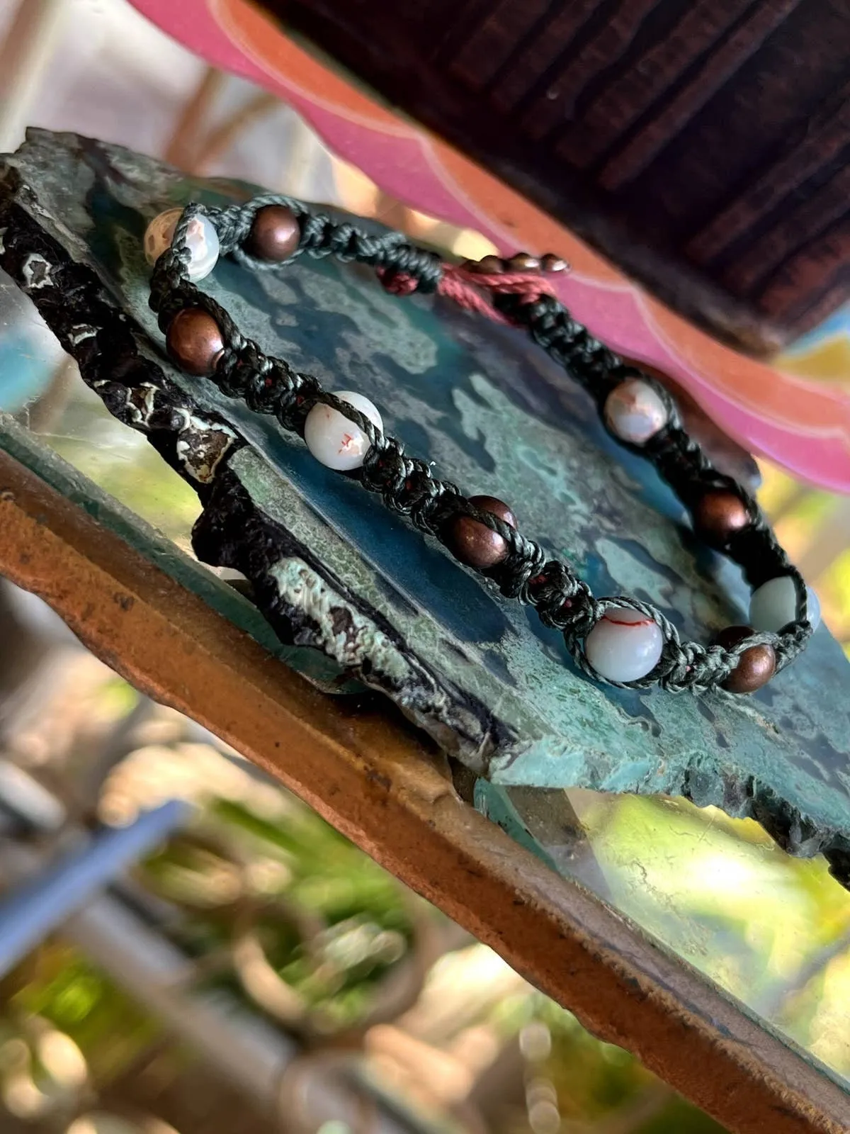 Macrame Bracelet, Imperial Jasper, Crystal Jewelry