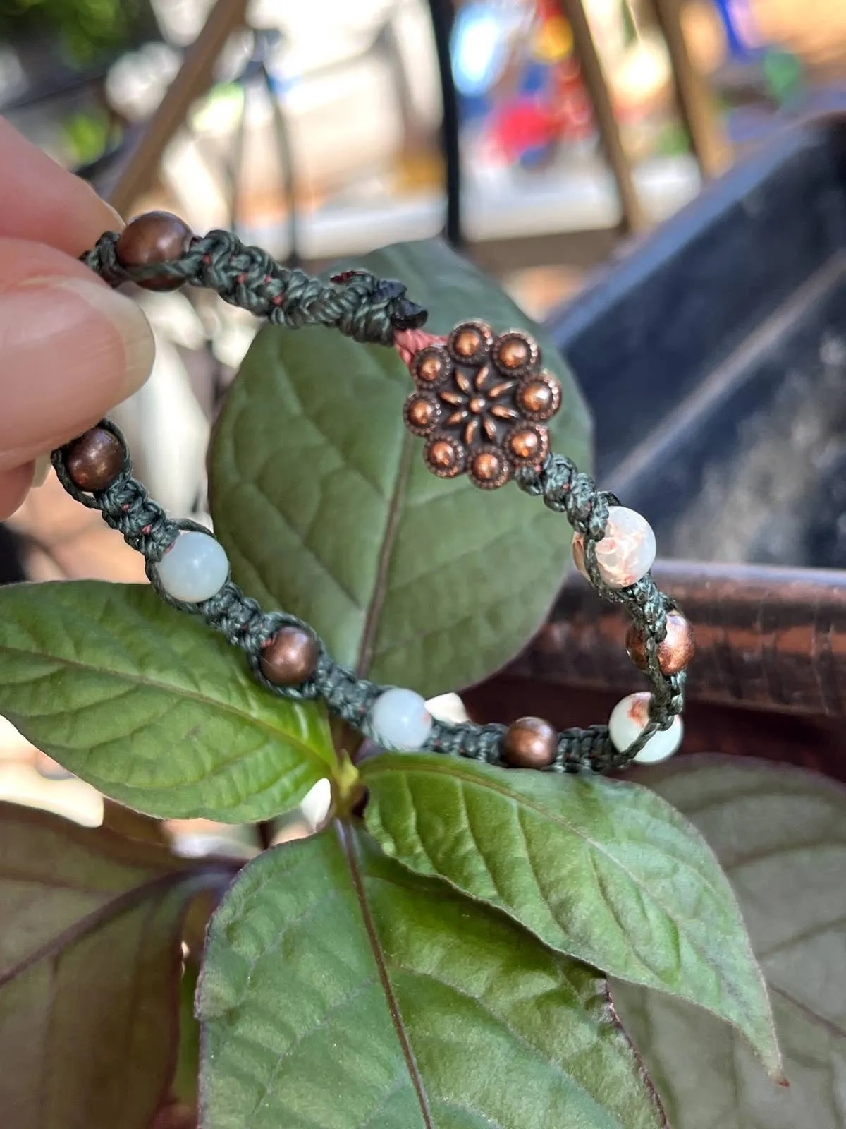 Macrame Bracelet, Imperial Jasper, Crystal Jewelry