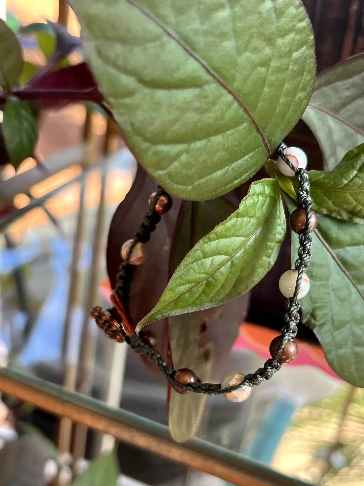 Macrame Bracelet, Imperial Jasper, Crystal Jewelry