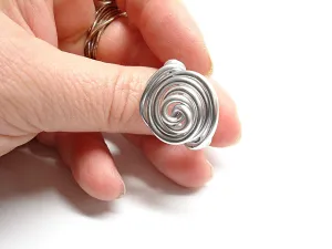 Made to order. Aluminium chunky ring for women. Wire wrapped statement ring. Aluminum contemporary jewelry. Spiral ring