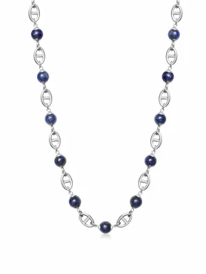 Men's Silver Mariner Chain with Blue Lapis