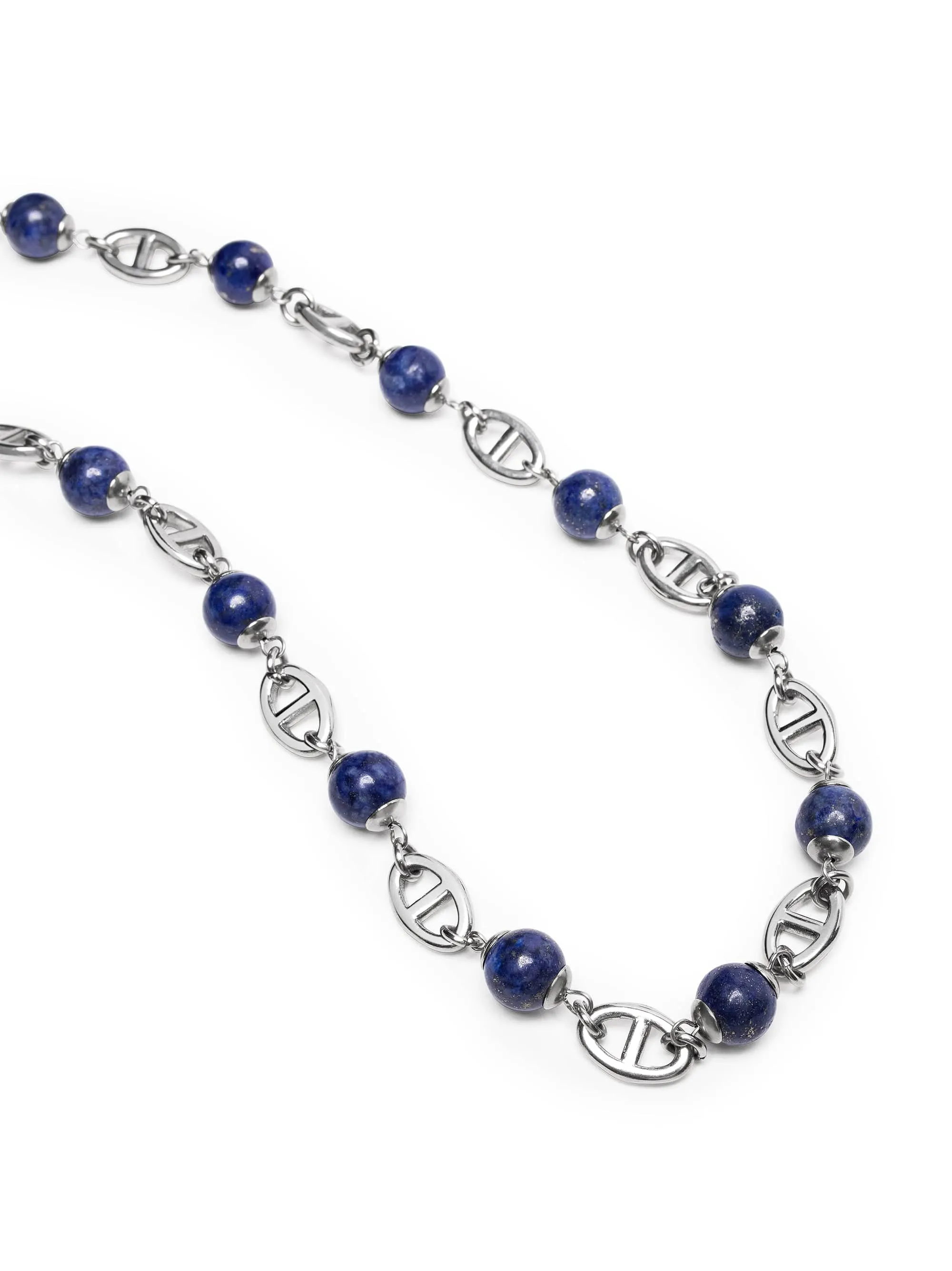 Men's Silver Mariner Chain with Blue Lapis