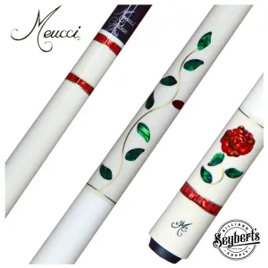 Meucci BMC White Glass Rose Pool Cue with Carbon Shaft - BMCGRWHC