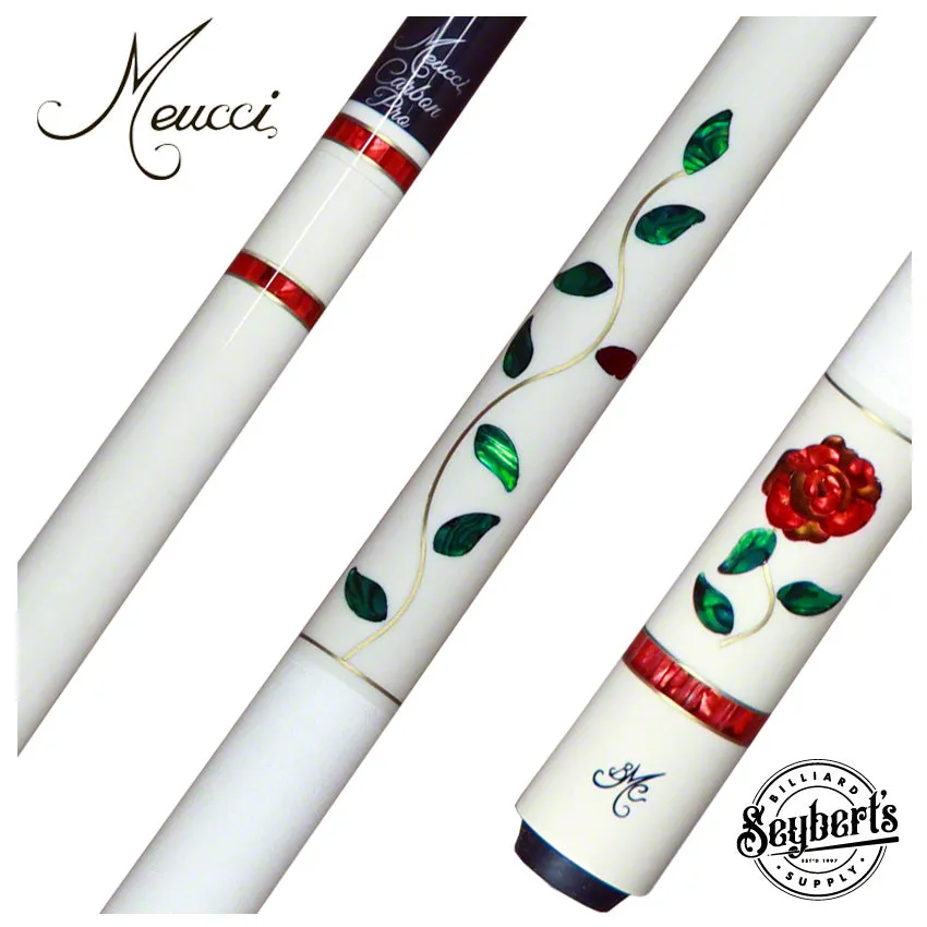 Meucci BMC White Glass Rose Pool Cue with Carbon Shaft - BMCGRWHC