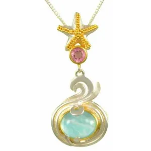 Michou Starfish Pariba Topaz / Pink   Topaz Oval Pendant Poseidon's Treasure