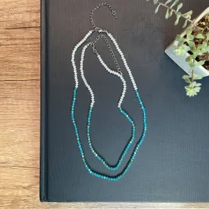 Moonstone and Apatite Glass Two Tone Necklaces 2pc Set