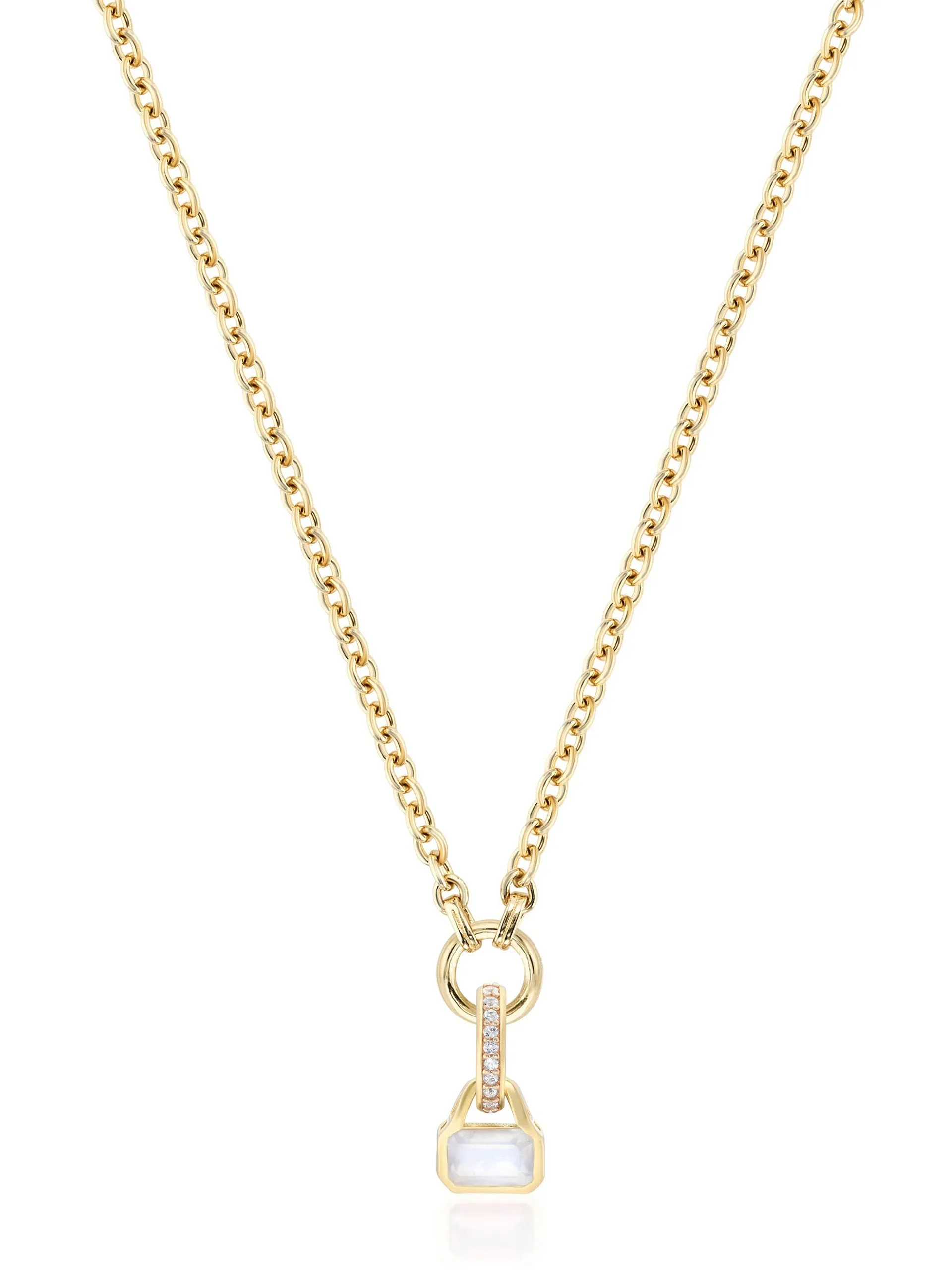 Moonstone charm on carrier chain