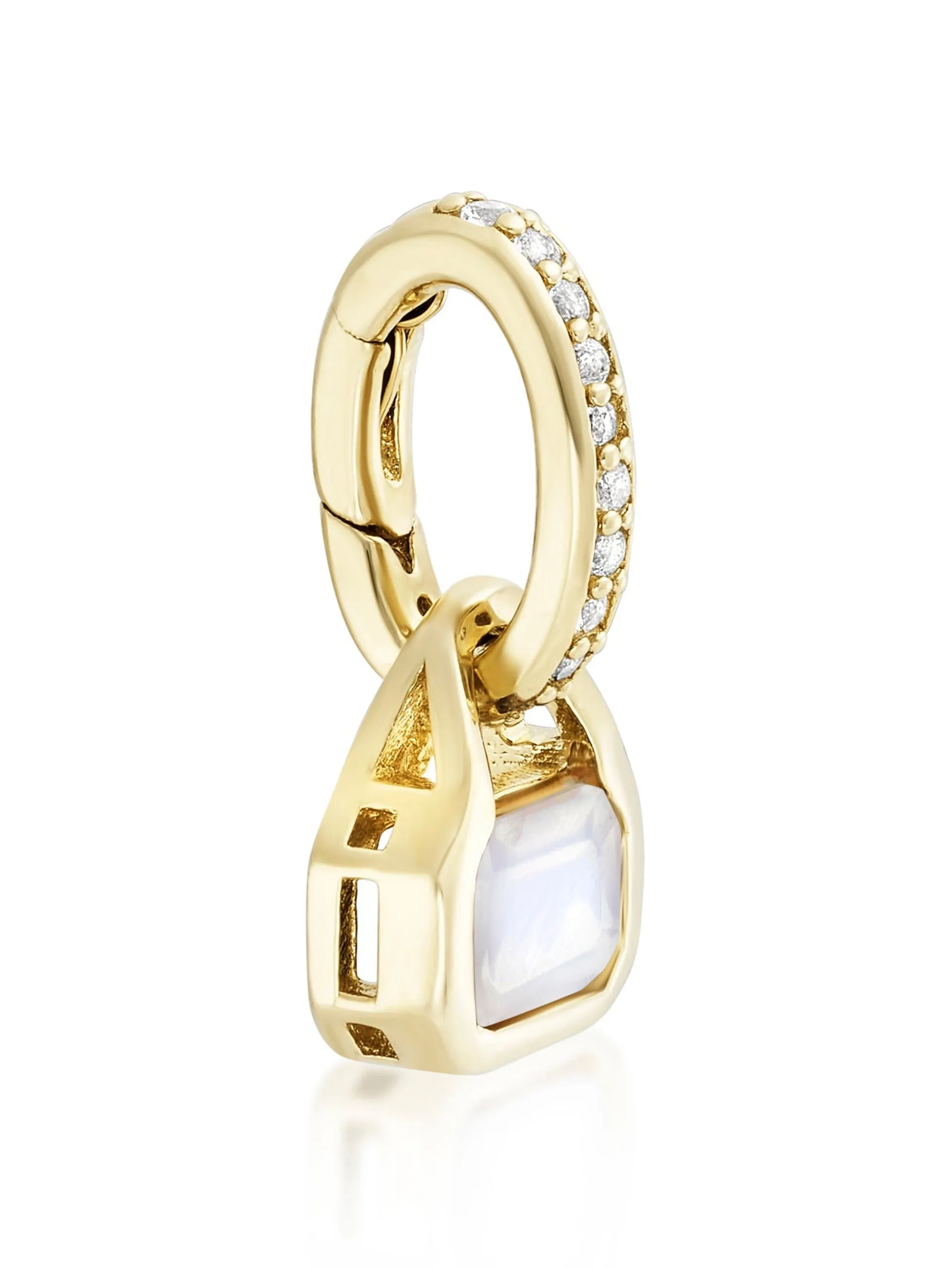 Moonstone charm on carrier chain