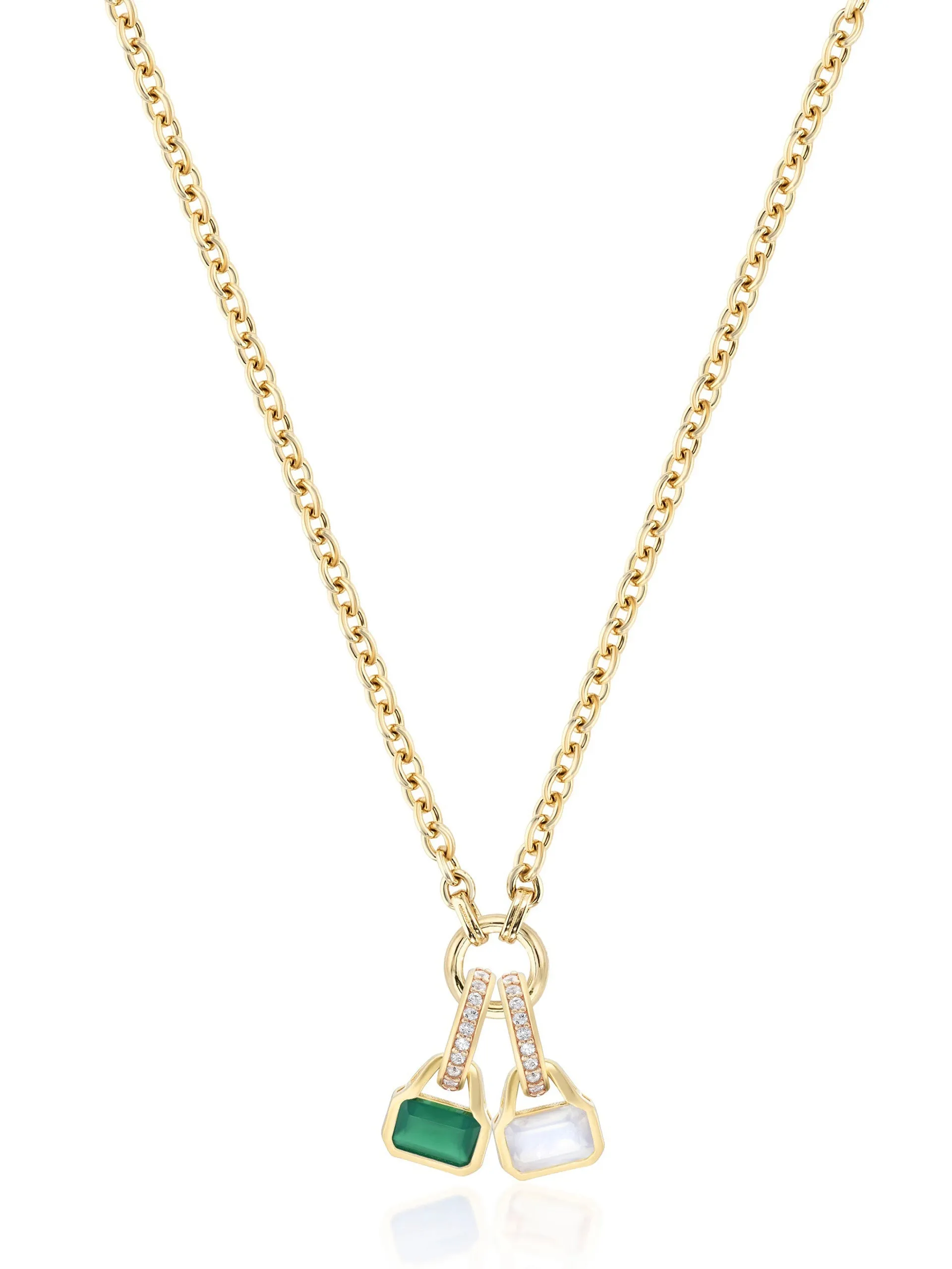 Moonstone charm on carrier chain