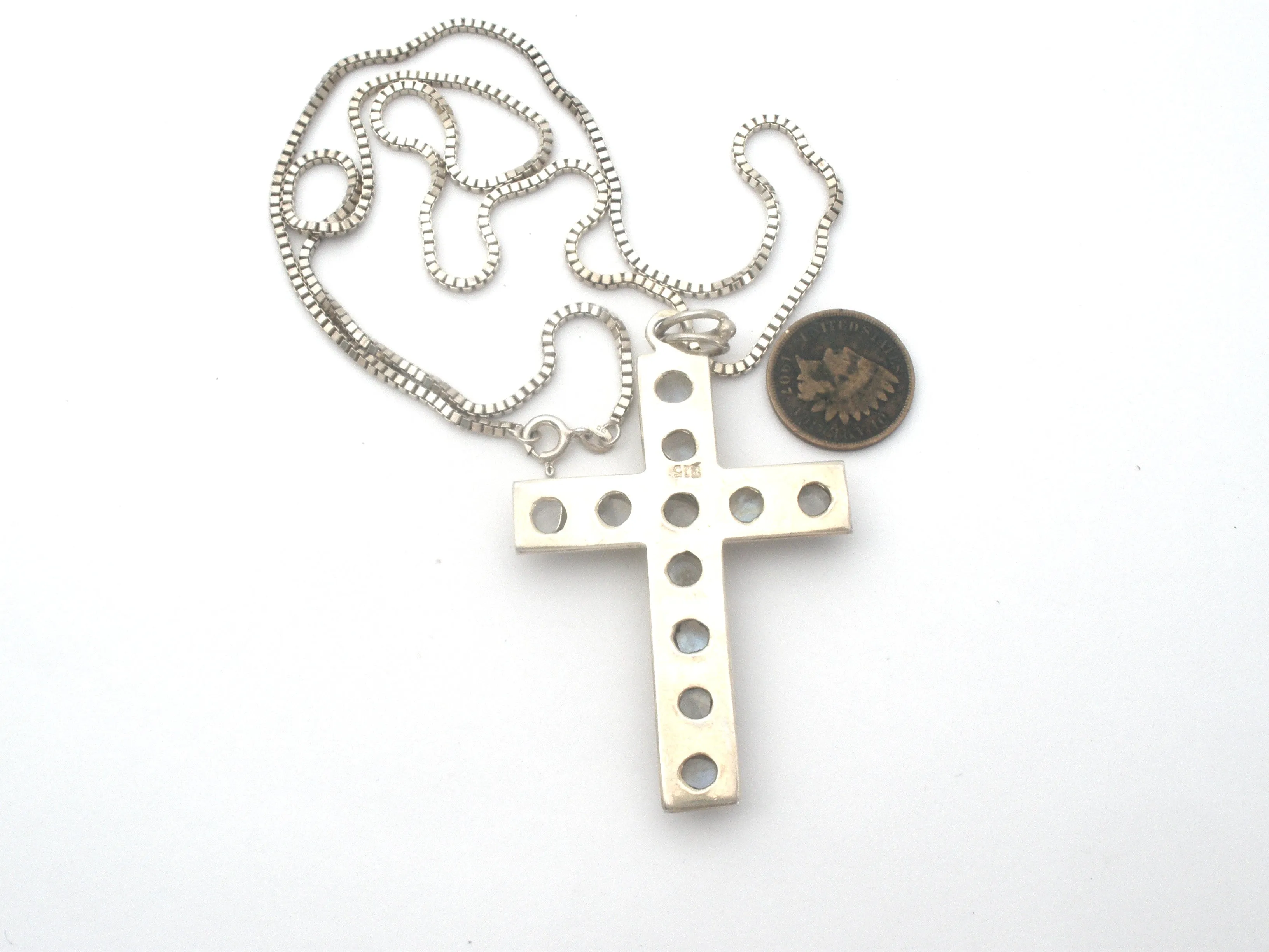 Moonstone Cross Pendant Necklace 24"