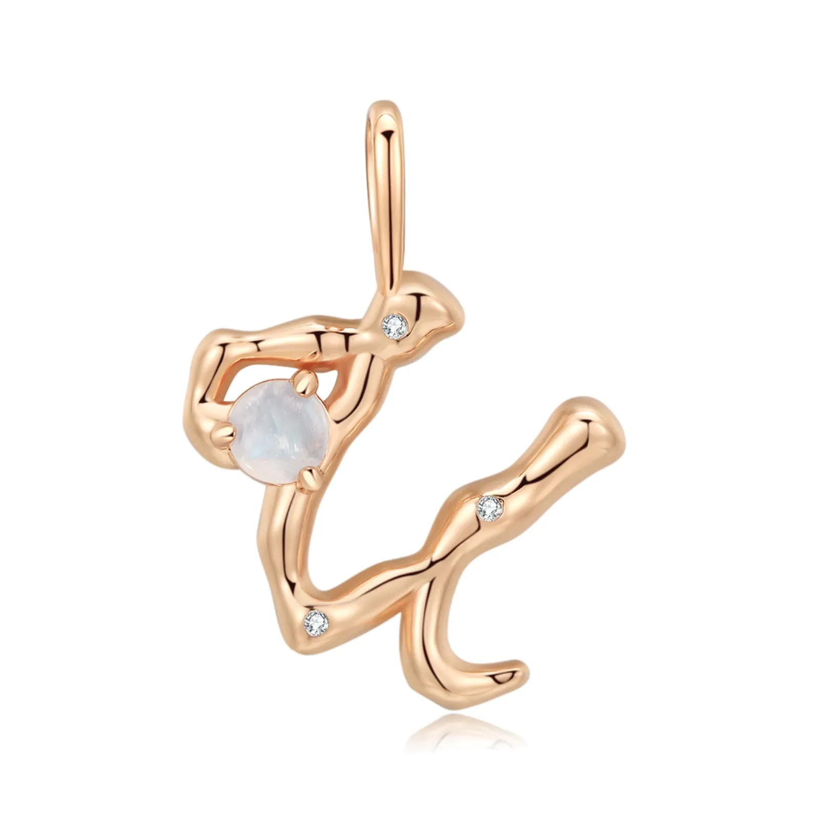 Moonstone Gold Letter Pendant - A to Z