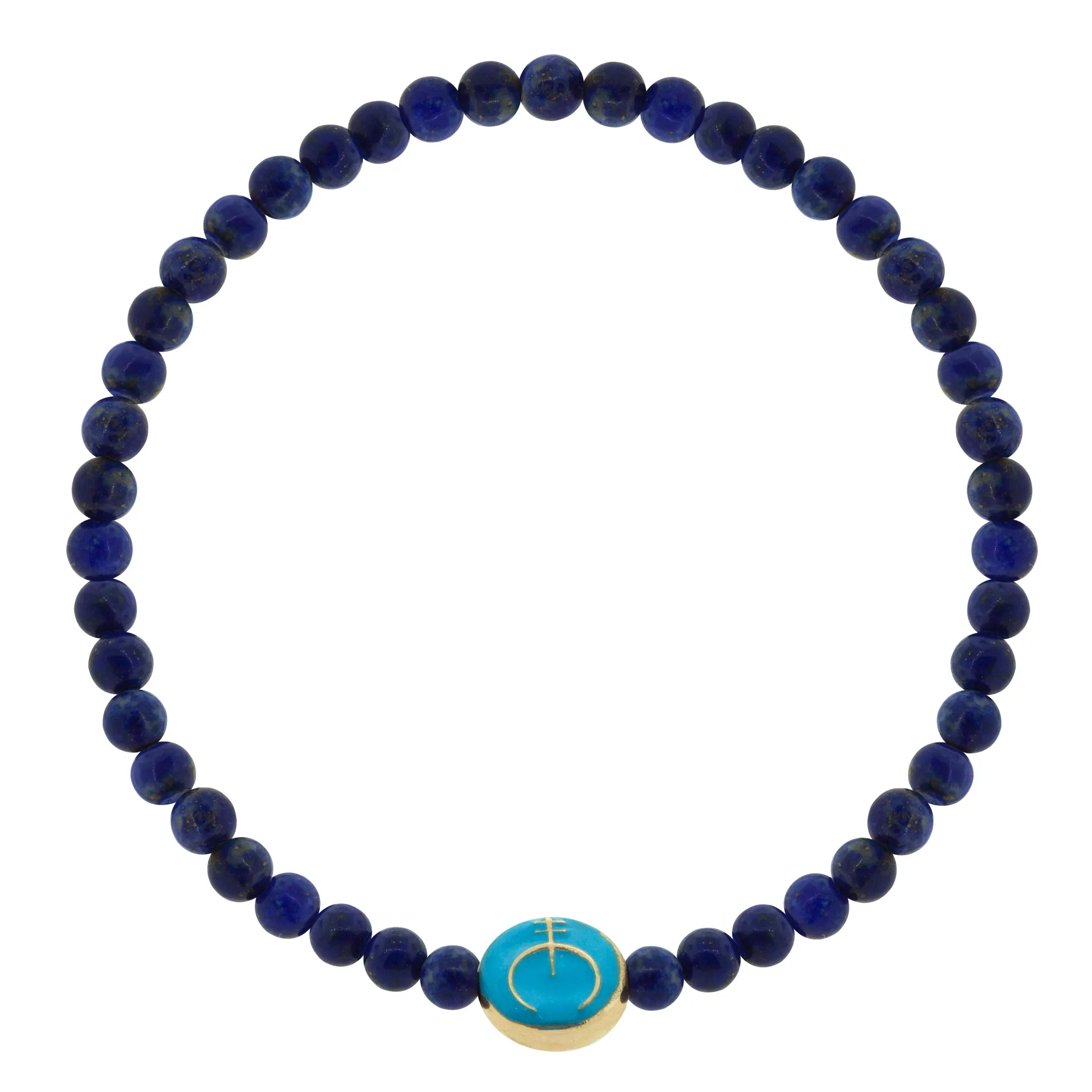 Naja Enameled Small Disk on Lapis Beaded Bracelet
