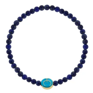 Naja Enameled Small Disk on Lapis Beaded Bracelet