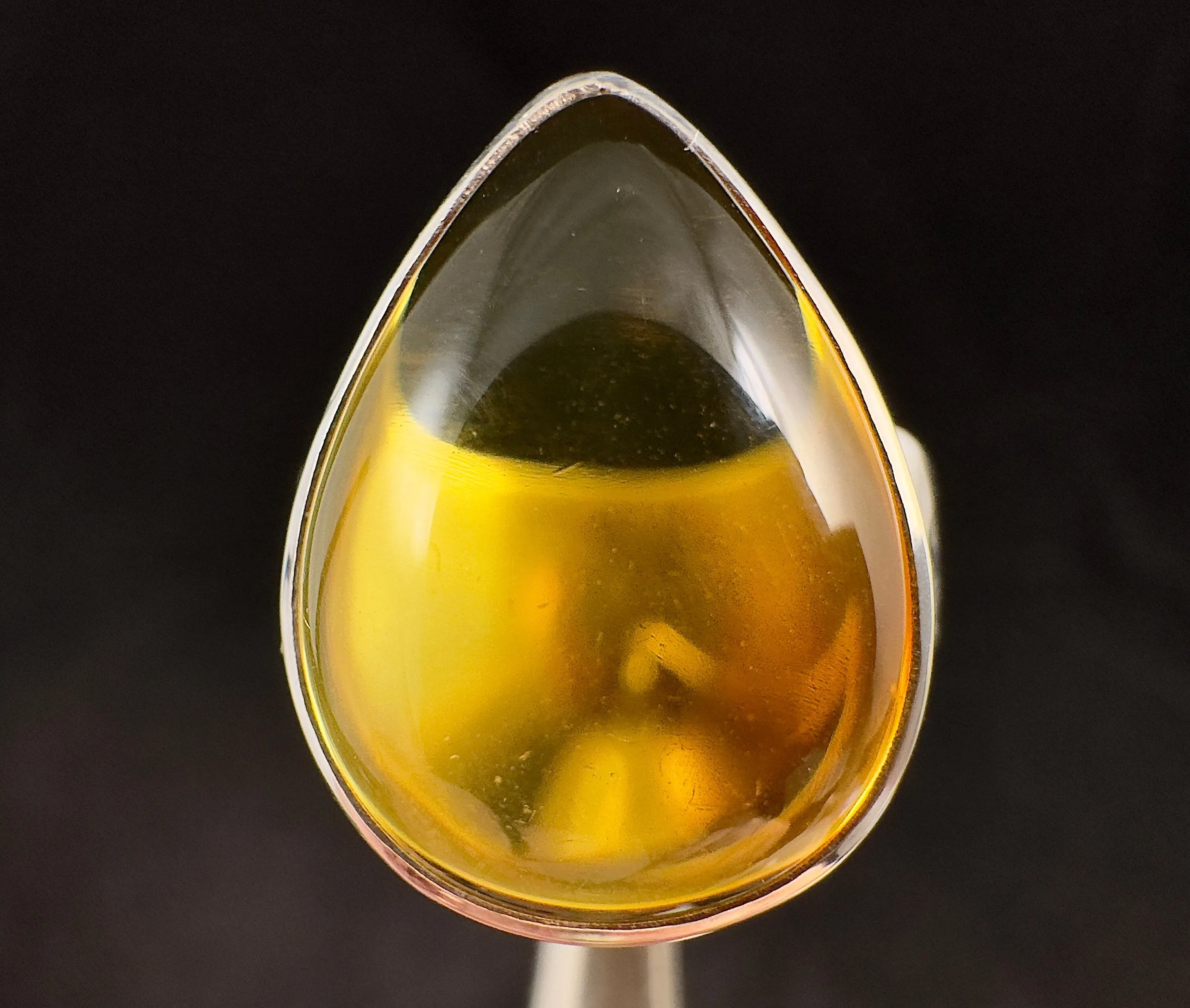 Natural AMBER Ring - SIZE 6- Genuine Sterling Silver Ring with a Polished AMBER Center Stone, 53771