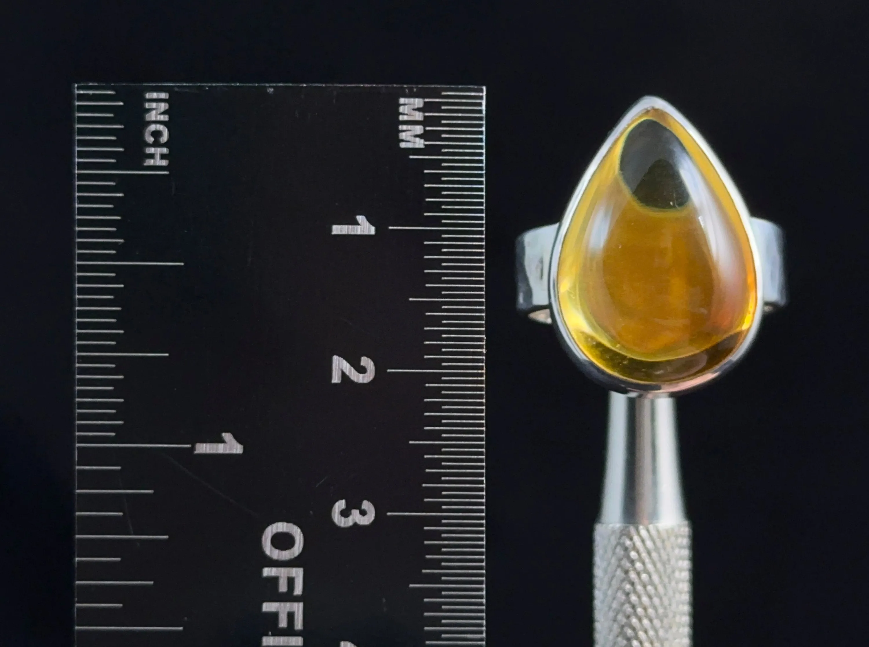 Natural AMBER Ring - SIZE 6- Genuine Sterling Silver Ring with a Polished AMBER Center Stone, 53771