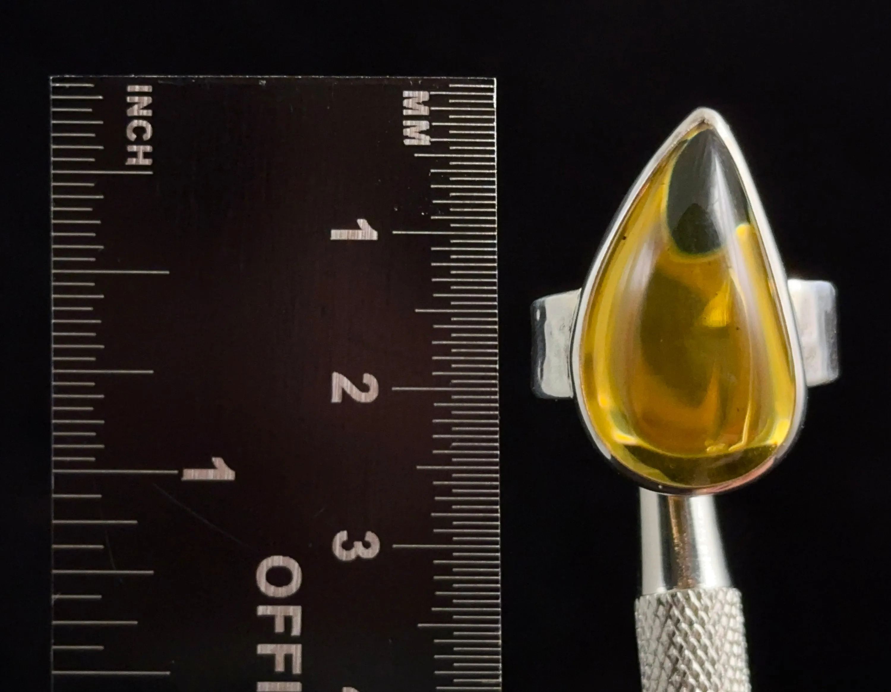 Natural AMBER Ring - SIZE 7 - Genuine Sterling Silver Ring with a Polished AMBER Center Stone, 53754