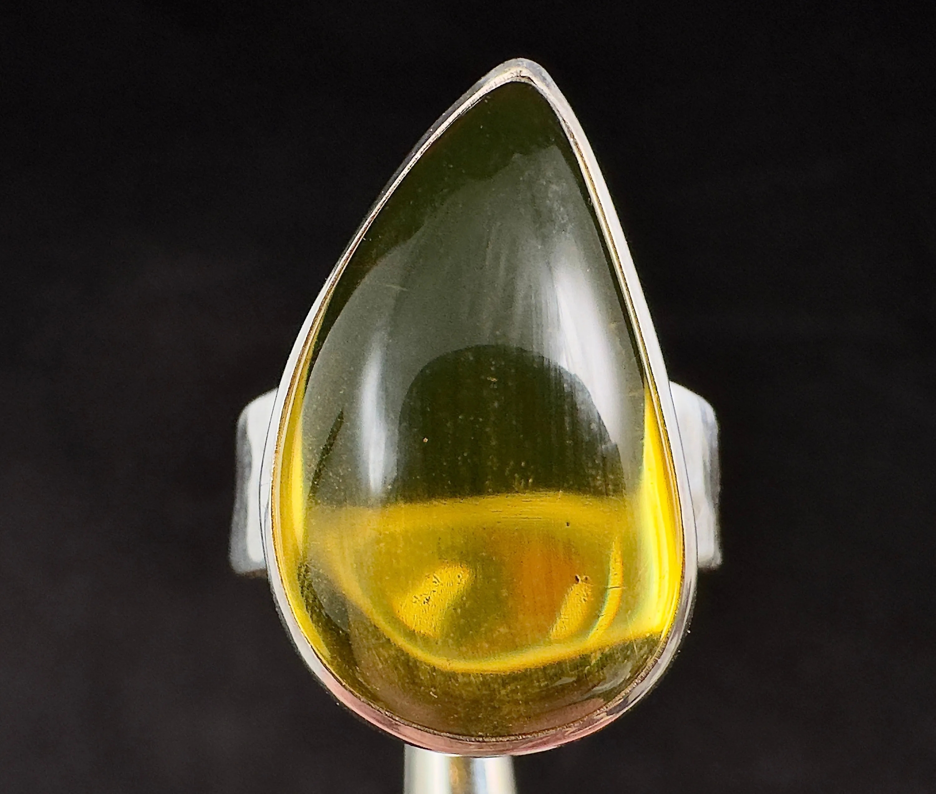 Natural AMBER Ring - SIZE 7 - Genuine Sterling Silver Ring with a Polished AMBER Center Stone, 53754