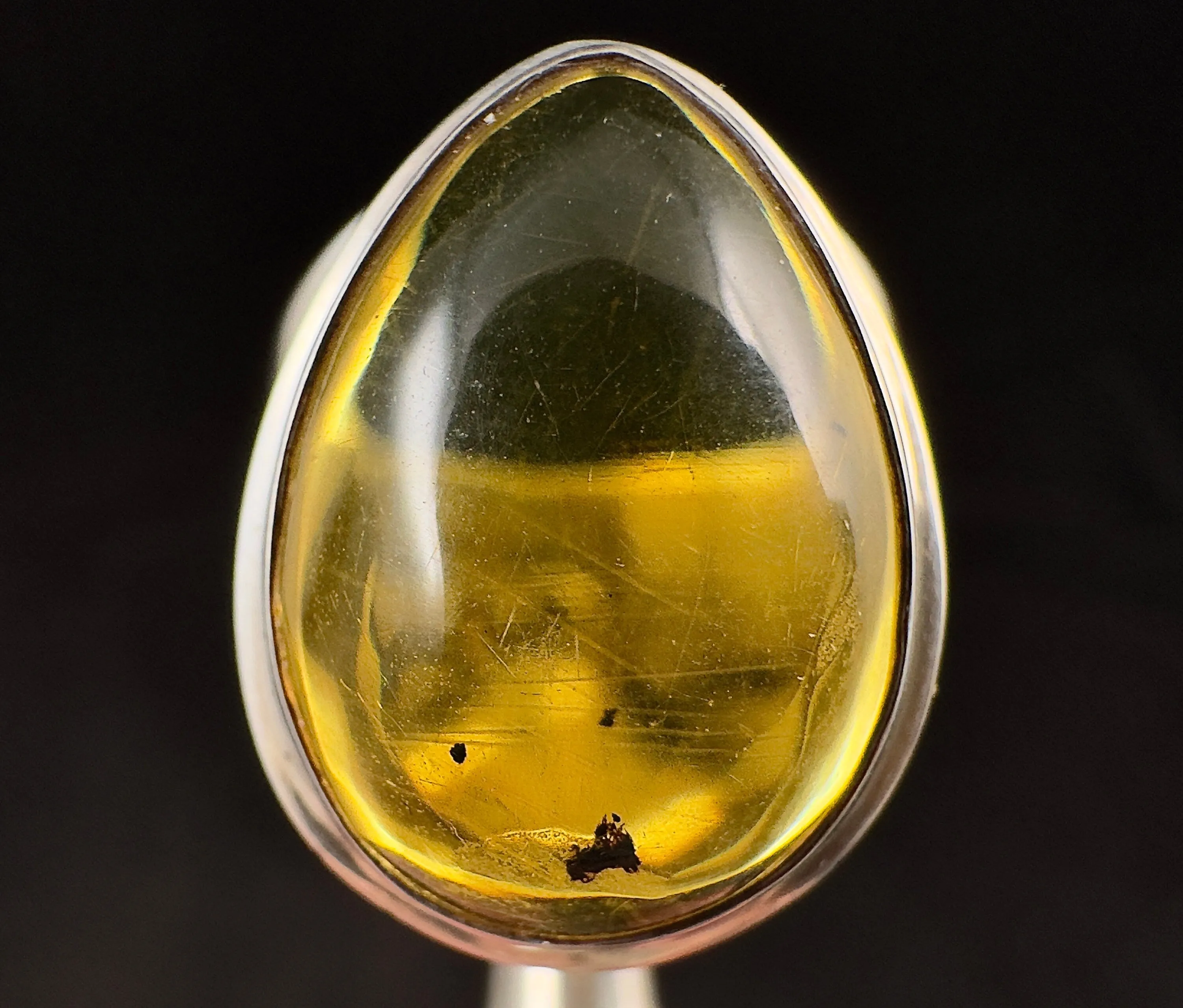 Natural AMBER Ring - SIZE 8 - Genuine Sterling Silver Ring with a Polished AMBER Center Stone, 53788