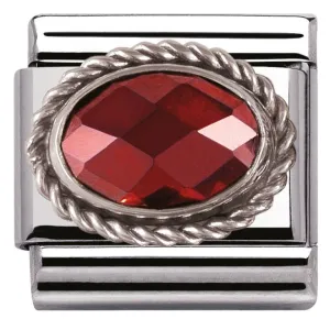 NOMINATION Silvershine Ornate Settings Oval Red