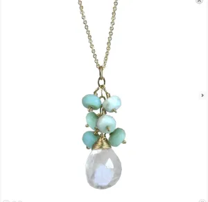 Opal and Moonstone Necklace NK12 by Calico Juno Designs, Bonnie Riconda
