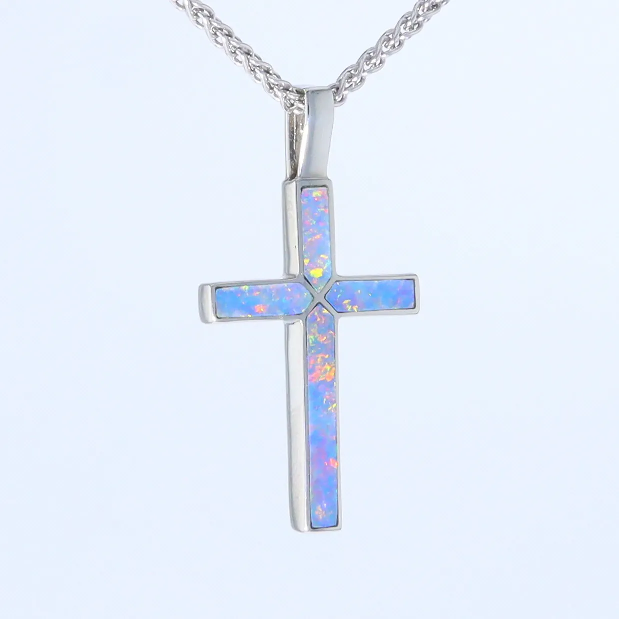 Opal Pendant 4 Section Inlaid Cross