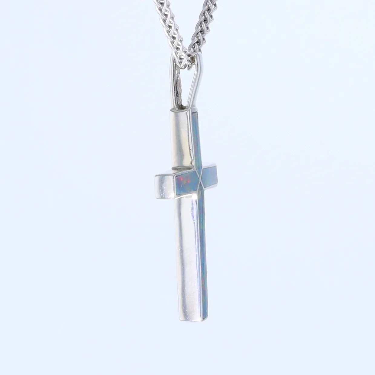 Opal Pendant 4 Section Inlaid Cross