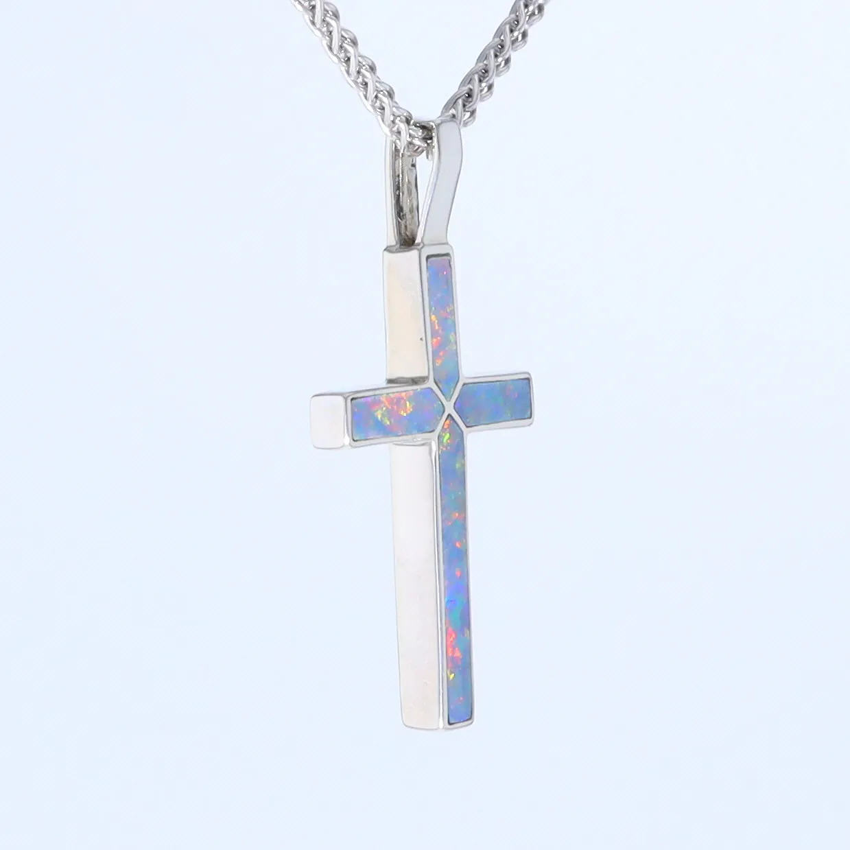 Opal Pendant 4 Section Inlaid Cross