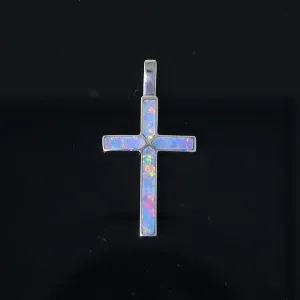 Opal Pendant 4 Section Inlaid Cross