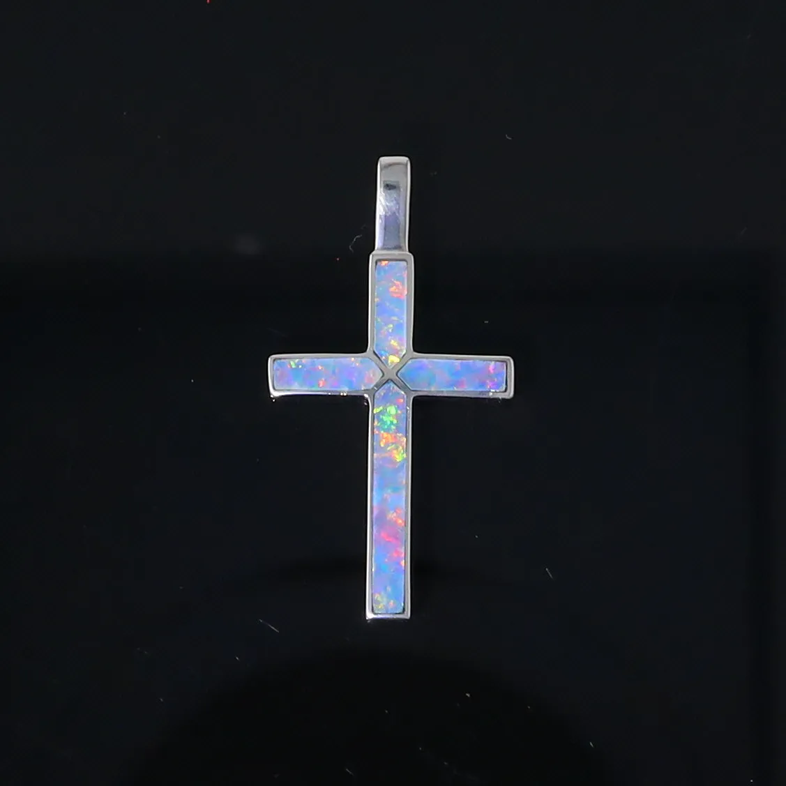 Opal Pendant 4 Section Inlaid Cross