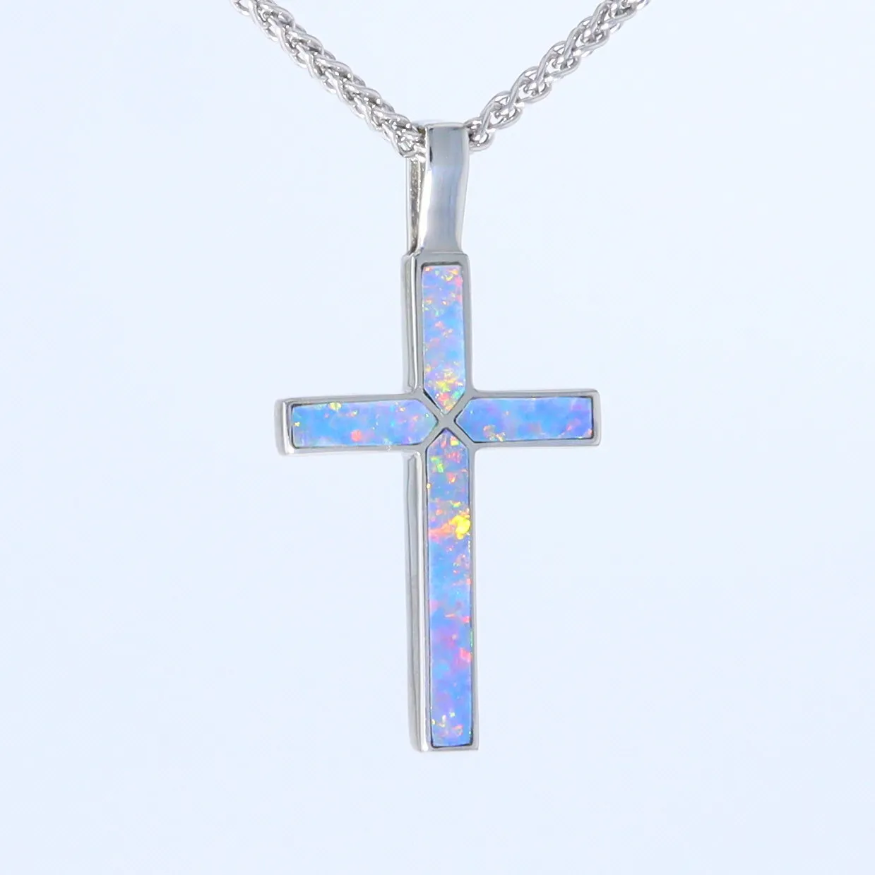 Opal Pendant 4 Section Inlaid Cross