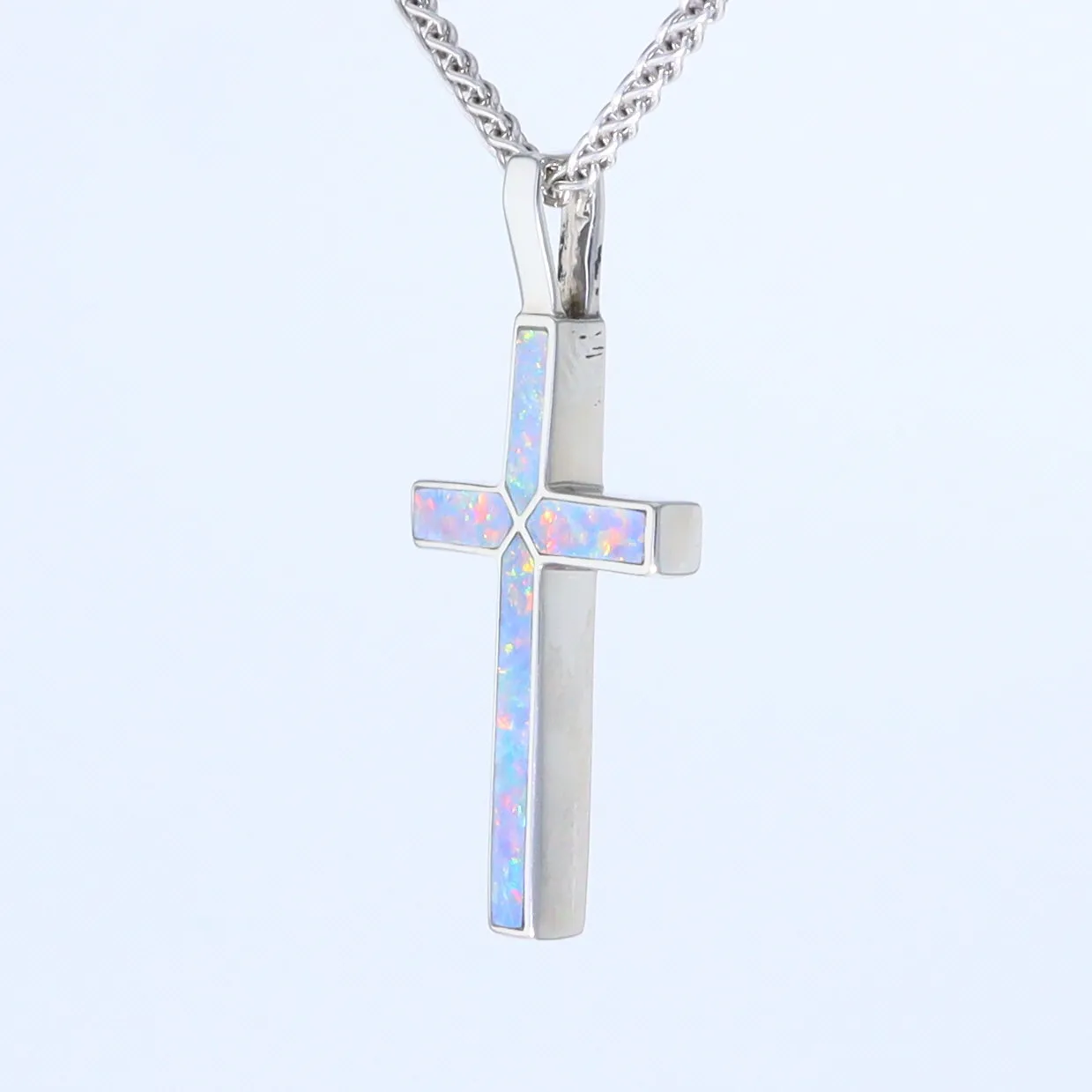 Opal Pendant 4 Section Inlaid Cross