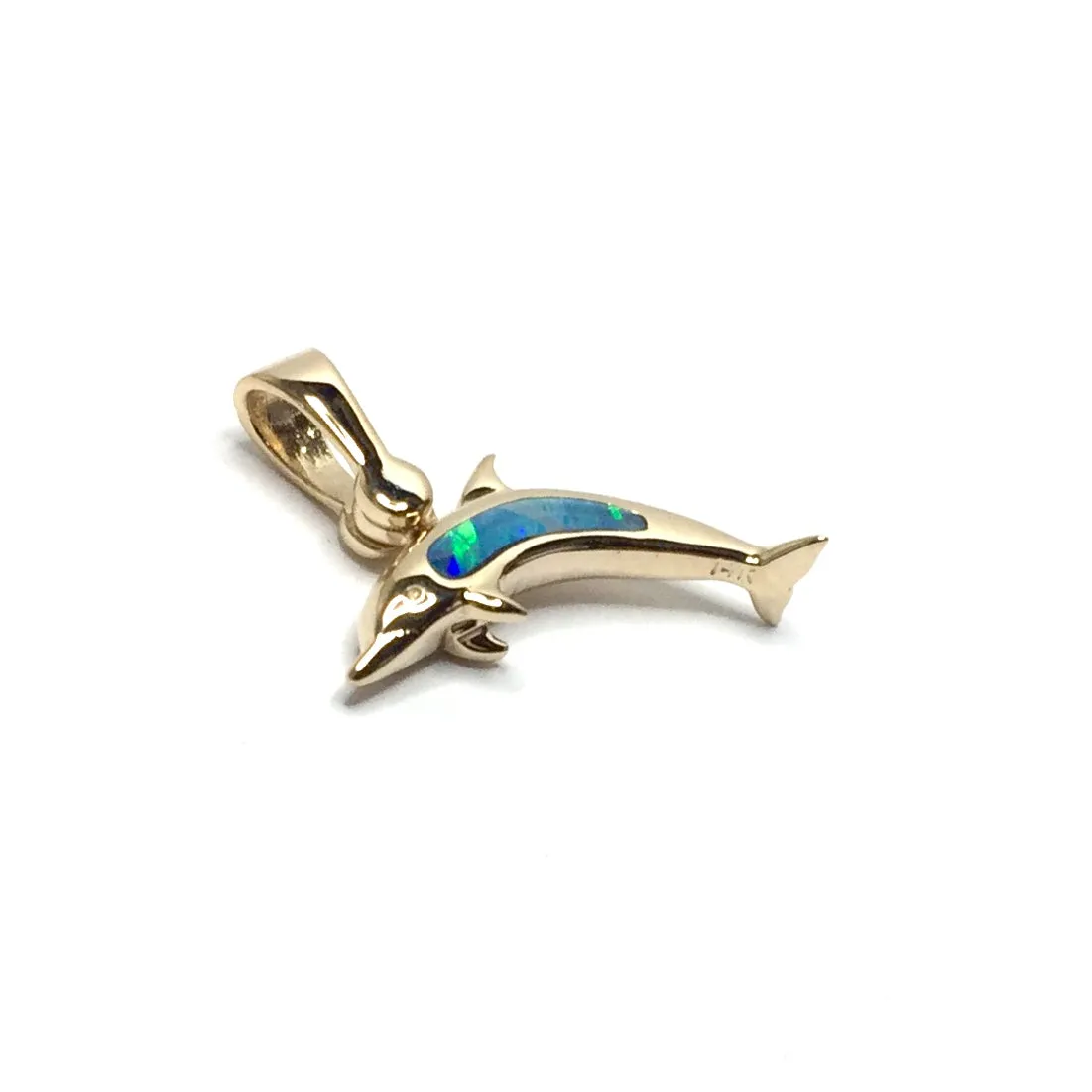 Opal Pendant Inlaid Dolphin Sea Life