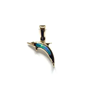 Opal Pendant Inlaid Dolphin Sea Life