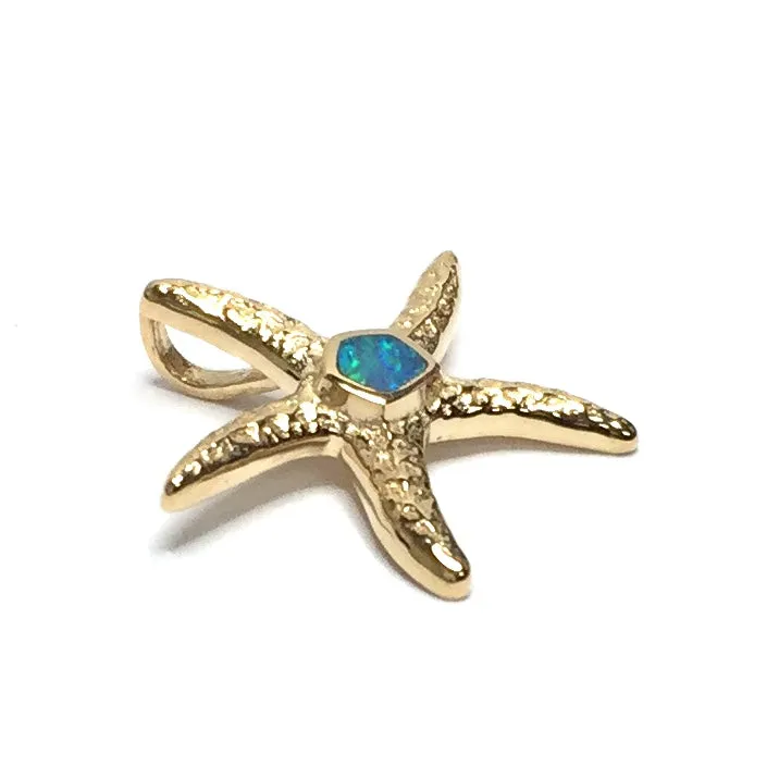 Opal Pendant Inlaid Realistic Star Fish Design