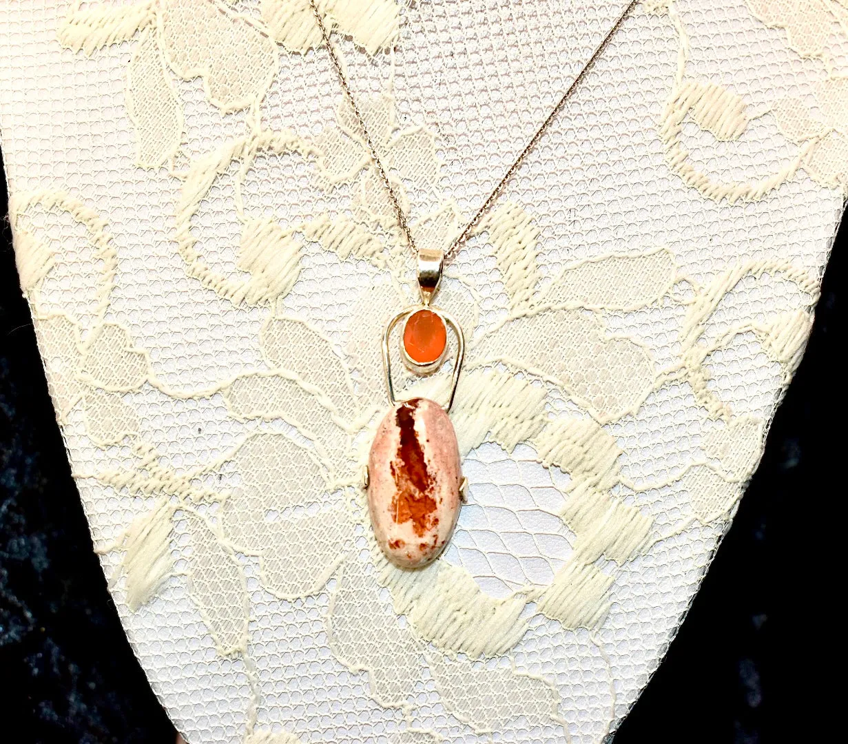 Orange Australian Opal and Carnealian Pendant.
