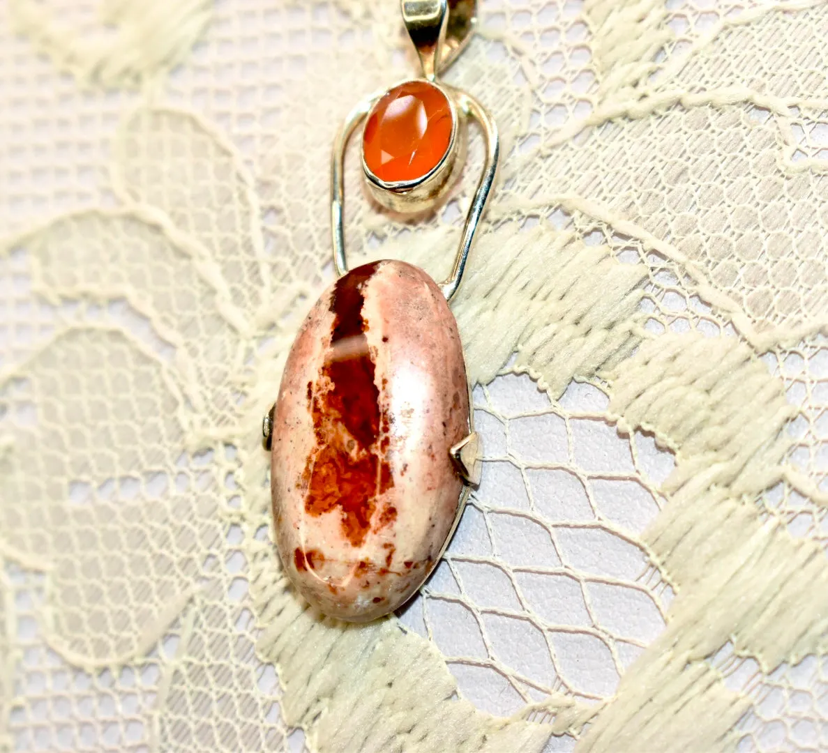 Orange Australian Opal and Carnealian Pendant.