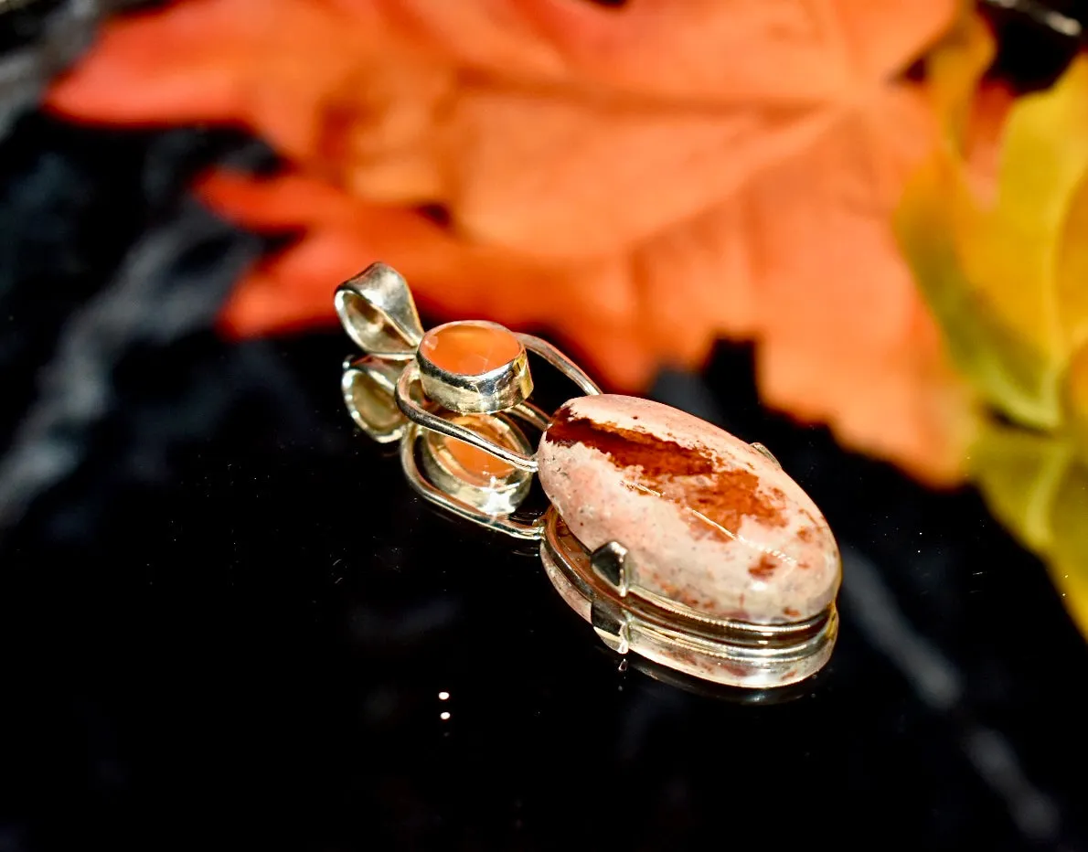 Orange Australian Opal and Carnealian Pendant.