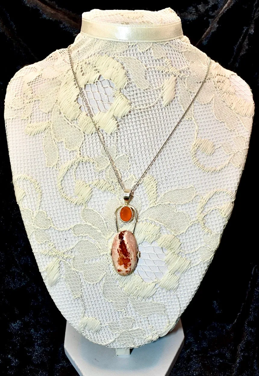 Orange Australian Opal and Carnealian Pendant.