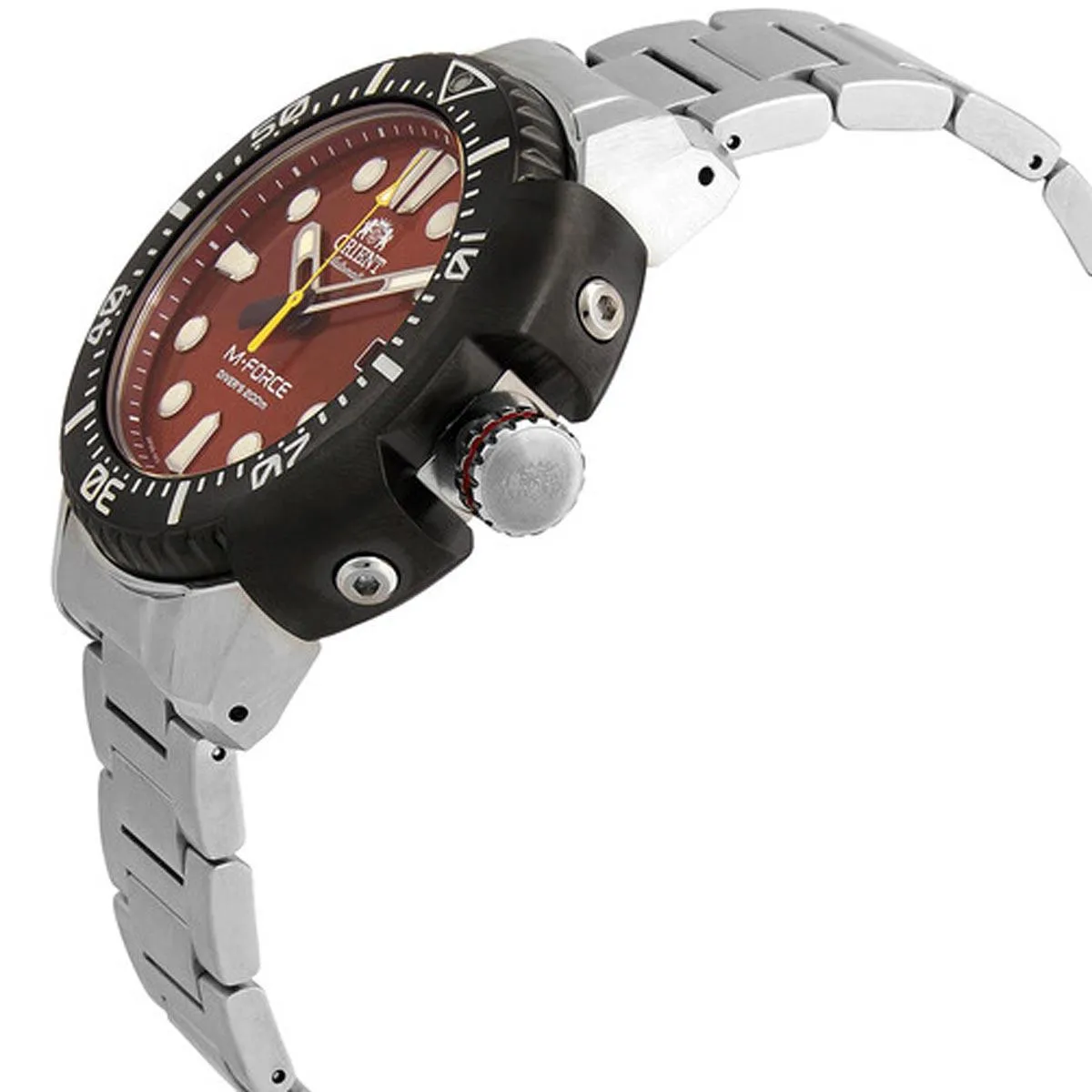 Orient Men's Automatic Watch - M-Force Dive Red Dial Steel Bracelet | RA-AC0L02R00B
