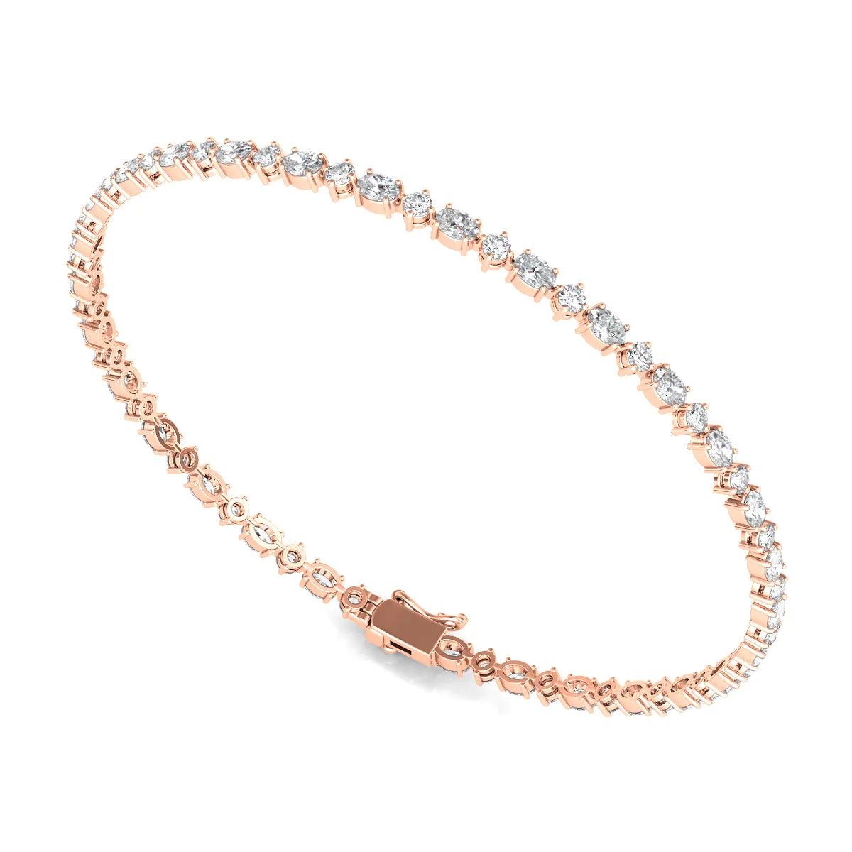 Oval Emerald And Round Diamond Tennis Bracelet