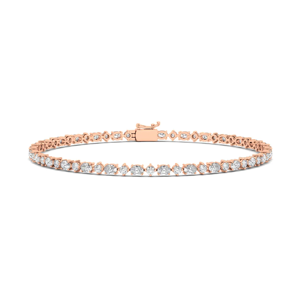 Oval Emerald And Round Diamond Tennis Bracelet