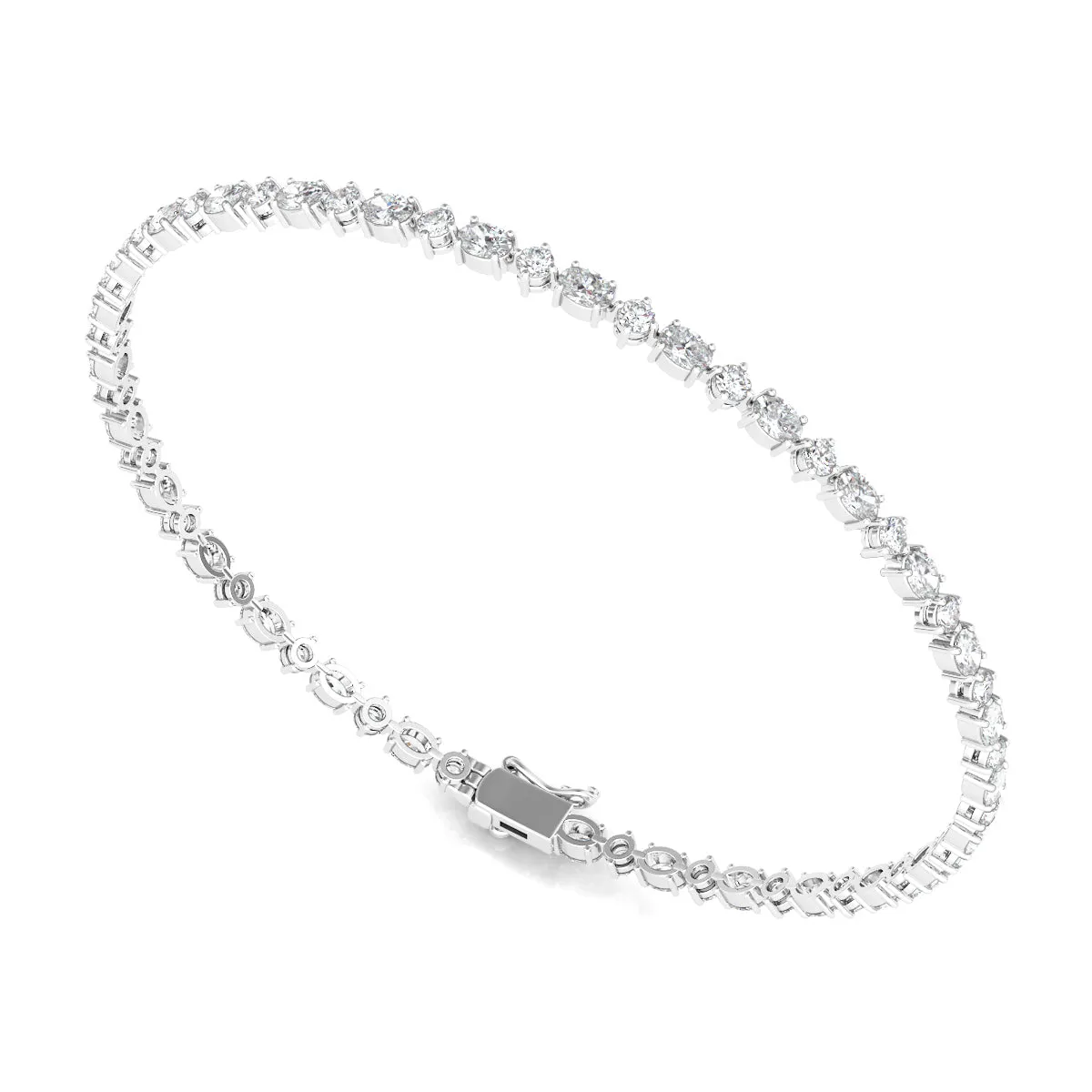 Oval Emerald And Round Diamond Tennis Bracelet