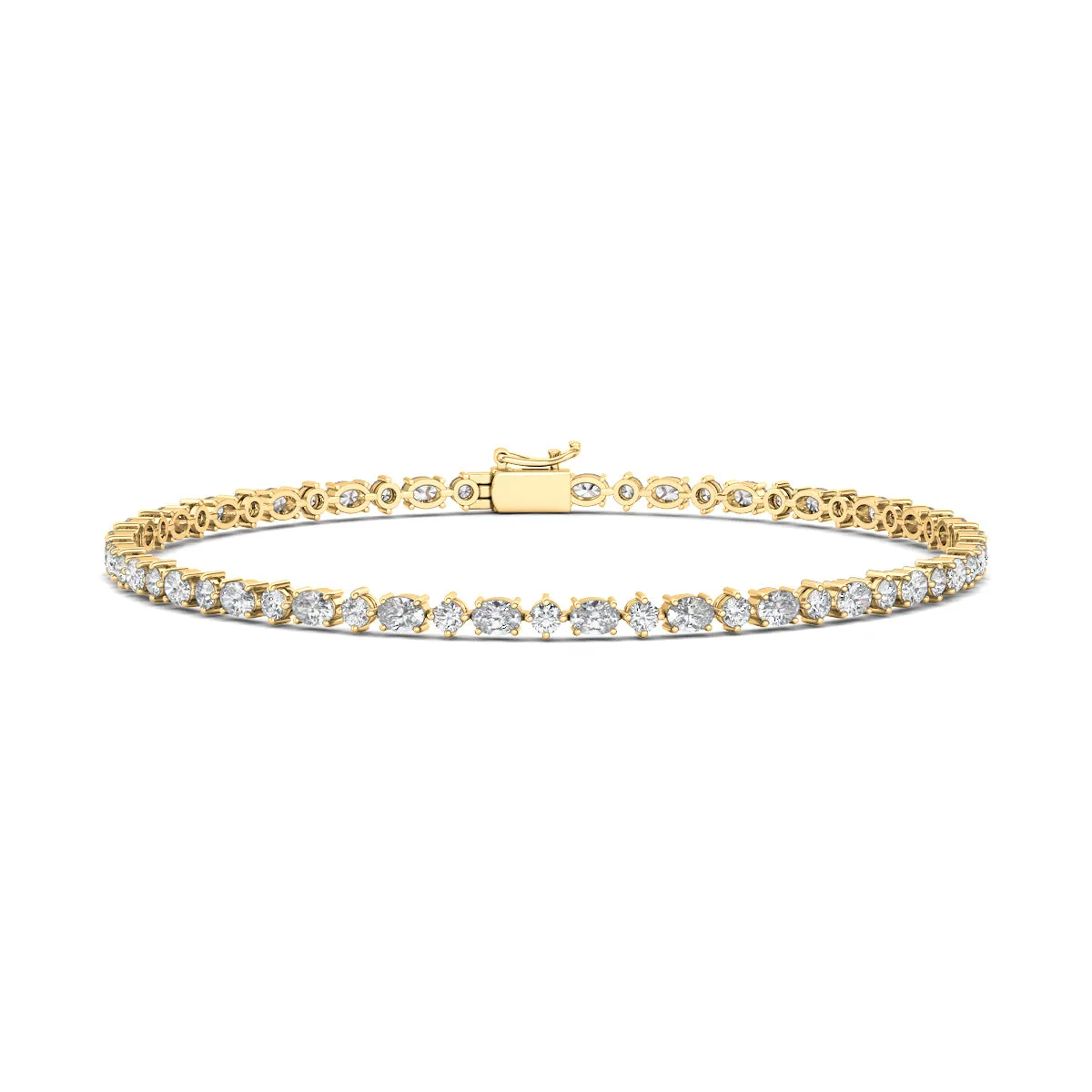 Oval Emerald And Round Diamond Tennis Bracelet