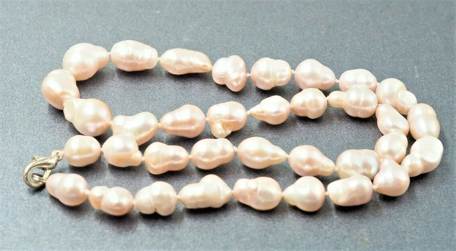 Pale Pink Baroque Freshwater Pearl & Silver Tone Necklace