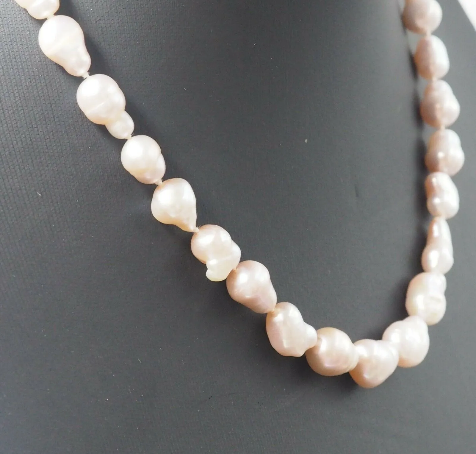 Pale Pink Baroque Freshwater Pearl & Silver Tone Necklace