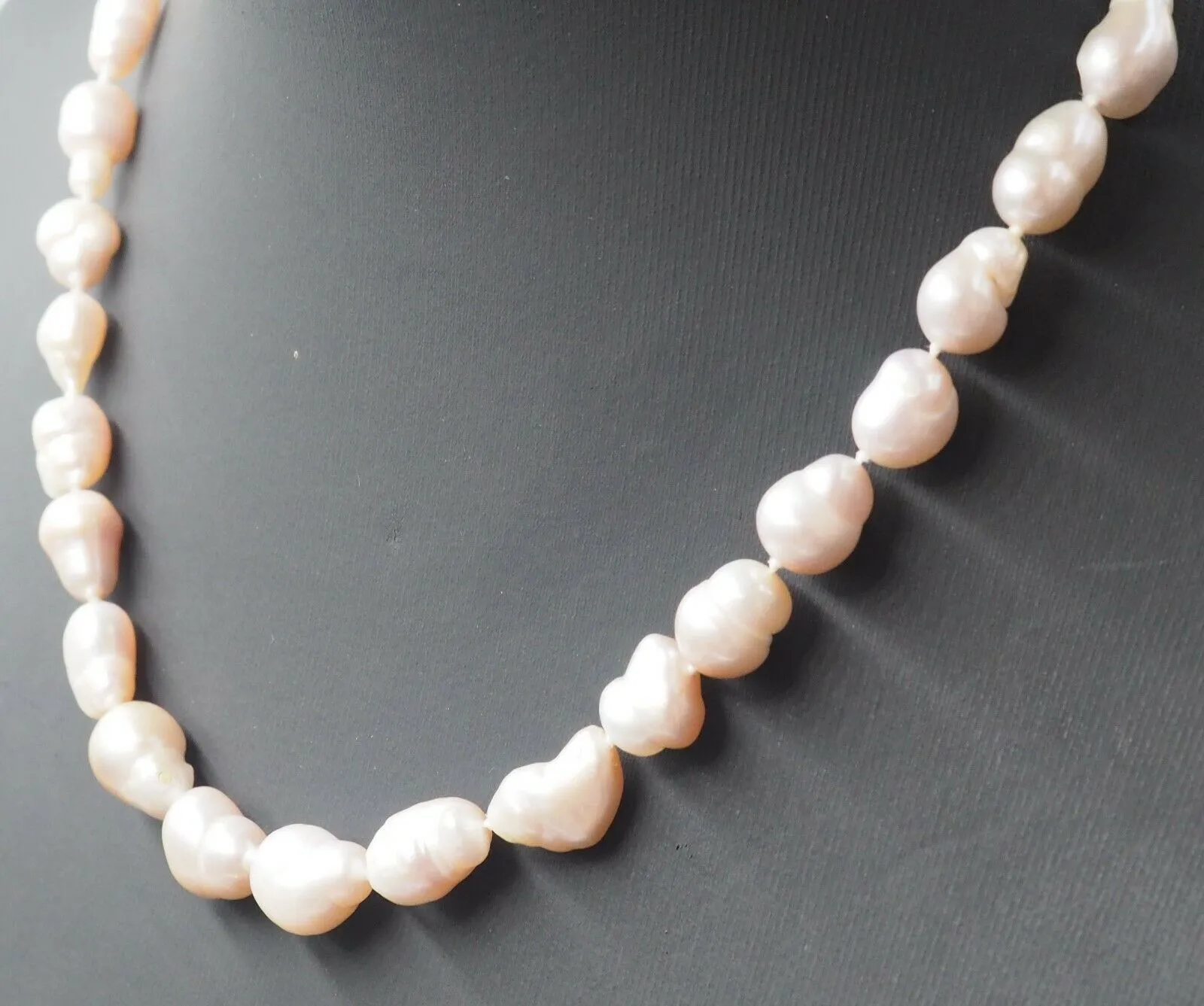 Pale Pink Baroque Freshwater Pearl & Silver Tone Necklace