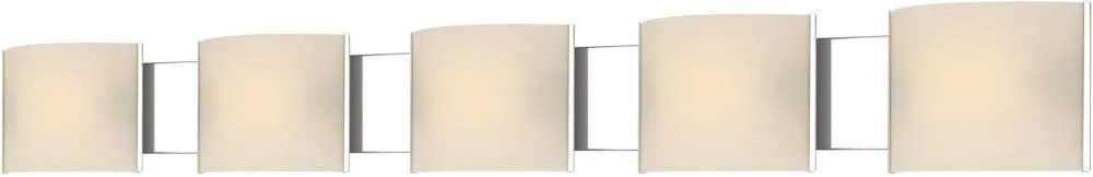 Pannelli 5 Light Vanity In Chrome and Hand-Moulded White Opal Glass