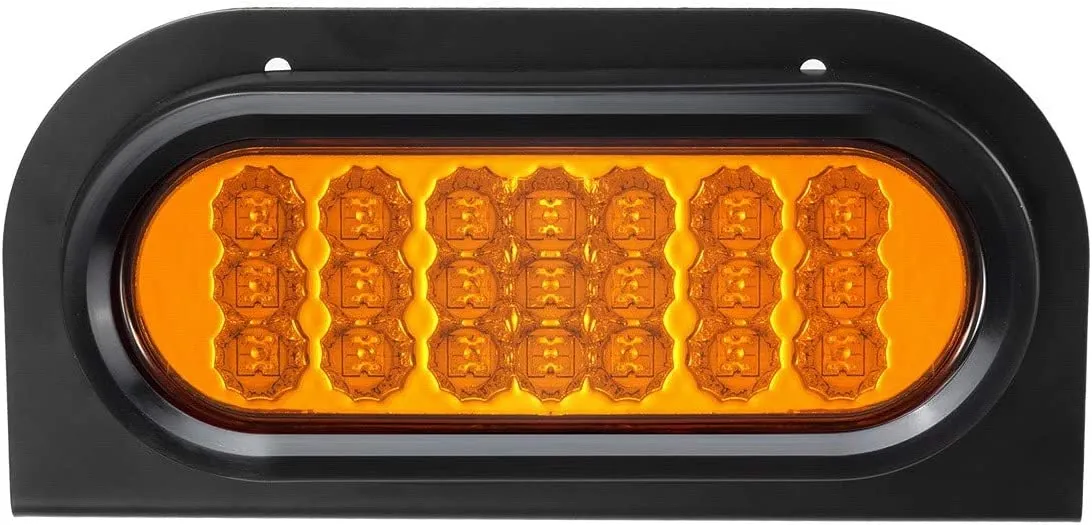 Partsam 2 Pcs AMBER Oval 6-1/2" Sealed LED Turn Signal and Parking Light Kit with Mounting Brackets, Grommet and Plug, Faceted Led Trailer Lights w Amber Reflector on trailers less than 80" wide